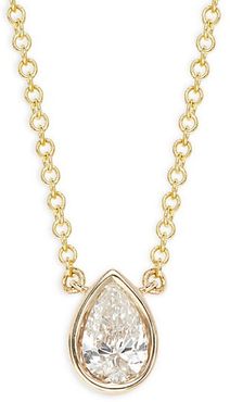 14K Yellow Gold & Diamond Pear Pendant Necklace