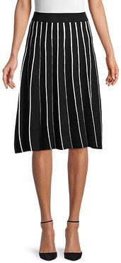 Striped Cotton-Blend A-Line Skirt