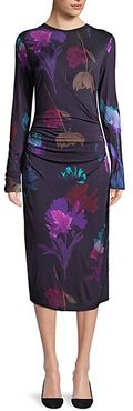 Esetta Ruching Jersey Floral Print Sheath Dress