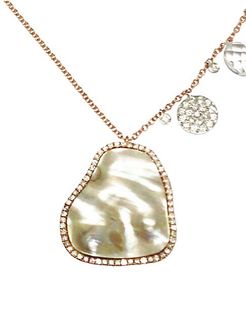 Rose Gold Mother of Pearl Necklace & Diamonds Necklace