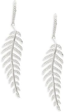 White Rhodium-Plated & Cubic Zirconia Plume Mobile Earrings