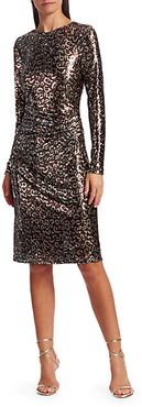 Sequin Leopard Print Sheath Dress