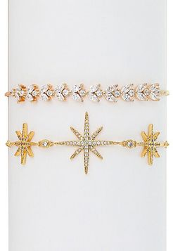 Northstar & Leaf 18K Gold Plated, Cubic Zirconia Crystal Adjustable Bracelet