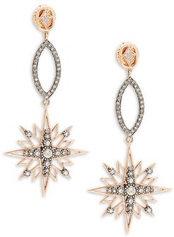 Starburst 18K Rose Gold, Sterling Silver & Diamond Drop Earrings