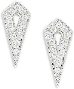 18K White Gold & 0.22 TCW Diamond Geo Spiked Stud Earrings