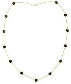 14K Goldplated Onyx Flower Necklace