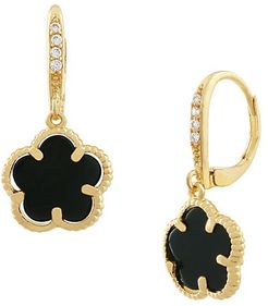 14K Goldplated & Onyx Clover Drop Earrings