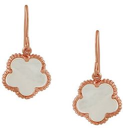 Small Rose Goldplated & Mother-Of-Pearl Flower Drop Earrings