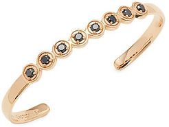 Round Bezel 18K Rose Gold & Black Diamond Cuff Bracelet