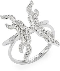 Taj 18K White Gold & Diamond Butterfly Wing Ring