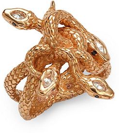 Serpent 18K Rose Gold, White Diamond & Black Diamond Snakepit Ring