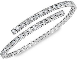 14K White Gold & Diamond Square Bezel Wrap Bracelet