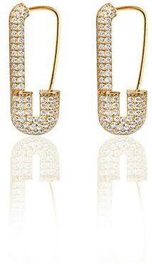 14K Gold Vermail & Cubic Zirconia Safety Pin Earrings