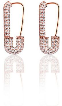 20K Rose Gold Vermeil & Cubic Zirconia Safety Pin Earrings