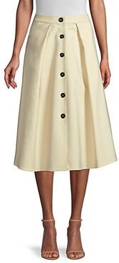 Button-Front A-Line Midi Skirt