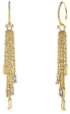 Goldtone & Diamond Fringe Drop Earrings
