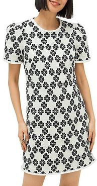 Daisy-Print Tweed Shift Dress