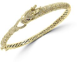 14K Yellow Gold Espresso & White Diamond Dragon Cuff Bracelet