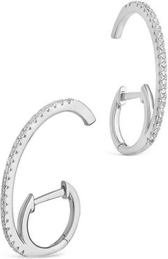 Sterling Silver & Cubic Zirconia Suspender Hoop Earrings