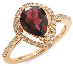 14K Rose Gold Rhodolite & Diamond Ring