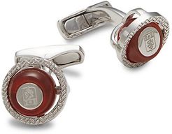 2-Piece Rhodium Plated Carnelian Cuff Links