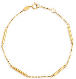 14K Yellow Gold Tin Cup Bar Cable Chain Bracelet