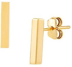 14K Yellow Gold Polished Bar Stud Earrings