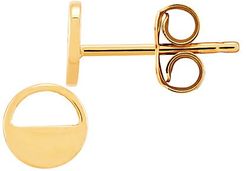 14K Yellow Gold Polished Flat Circle Stud Earrings