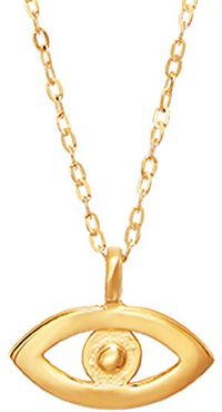 14K Yellow Gold Cable Chain Evil Eye Pendant Necklace