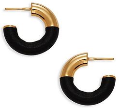 Goldtone & Leather-Wrapped Hoop Earrings