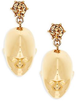 Goldtone & Crystal Doll Head Drop Earrings