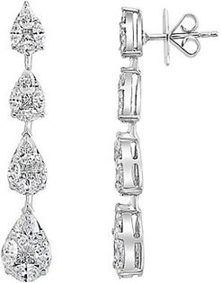 18K White Gold & Diamond Linear Earrings