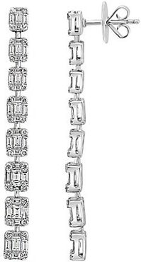 18K White Gold & Diamond Linear Earrings