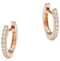 14K Rose Gold & Diamond Huggie Earrings
