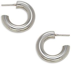 Silvertone Pipe Hoop Earrings