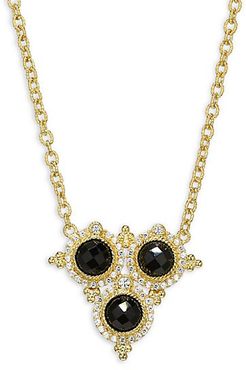 Goldplated Sterling Silver, Black Spinel & Crystal Pendant Necklace
