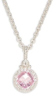 Sterling Silver, White Topaz & Pink Cubic Zirconia Necklace