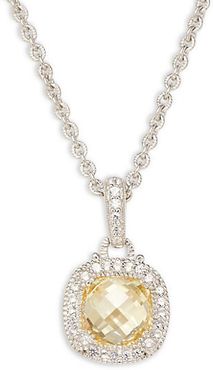 White Sapphire & Crystal Sterling Silver Pendant Necklace