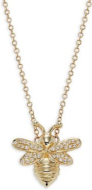 14K Yellow Gold & Diamond Bee Pendant Necklace
