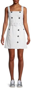 Skye Pinstriped Belted Apron Dress