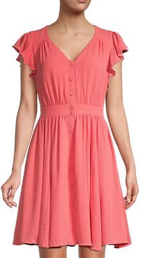 Button-Front Fit-&-Flare Dress