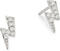 14K White Gold & 0.08 TCW Diamond Lightning Bolt Stud Earrings