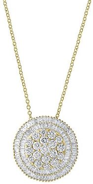 14K Yellow Gold & Diamond Circle Pendant Necklace