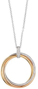Trio 14K Tri-Tone Gold & Diamond Circles Pendant Necklace