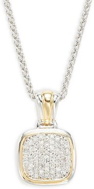 Sterling Silver & Diamond Square Pendant Necklace