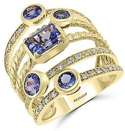 Royale 14K Yellow Gold, Tanzanite & Diamond Midi Ring