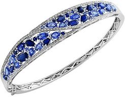 Royale Bleu Sapphire, Diamond and 14K White Gold Bangle Bracelet