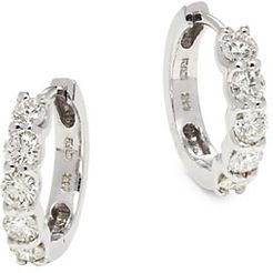 14K White Gold & Diamond Huggie Earrings