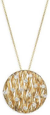 14K Yellow Gold & Diamond Textured Pendant Necklace