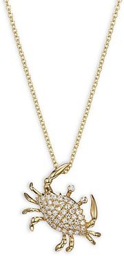 14K Yellow Gold & Diamond Crab Pendant Necklace